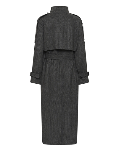 Gestuz - GZAvic Long Frakke - Herringbone Black/Grey